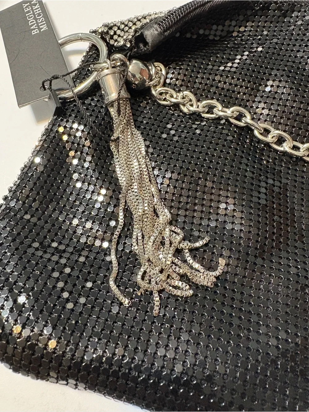 Badgley Mischka Silver Rhinestone Evening Wristlet